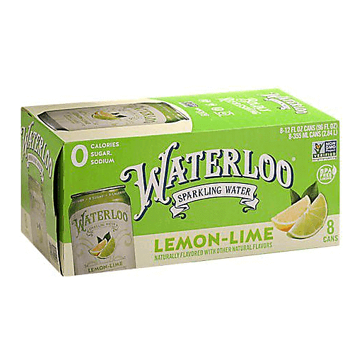 slide 1 of 1, Waterloo Lemon-Lime Sparkling Water - 8 ct, 8 ct