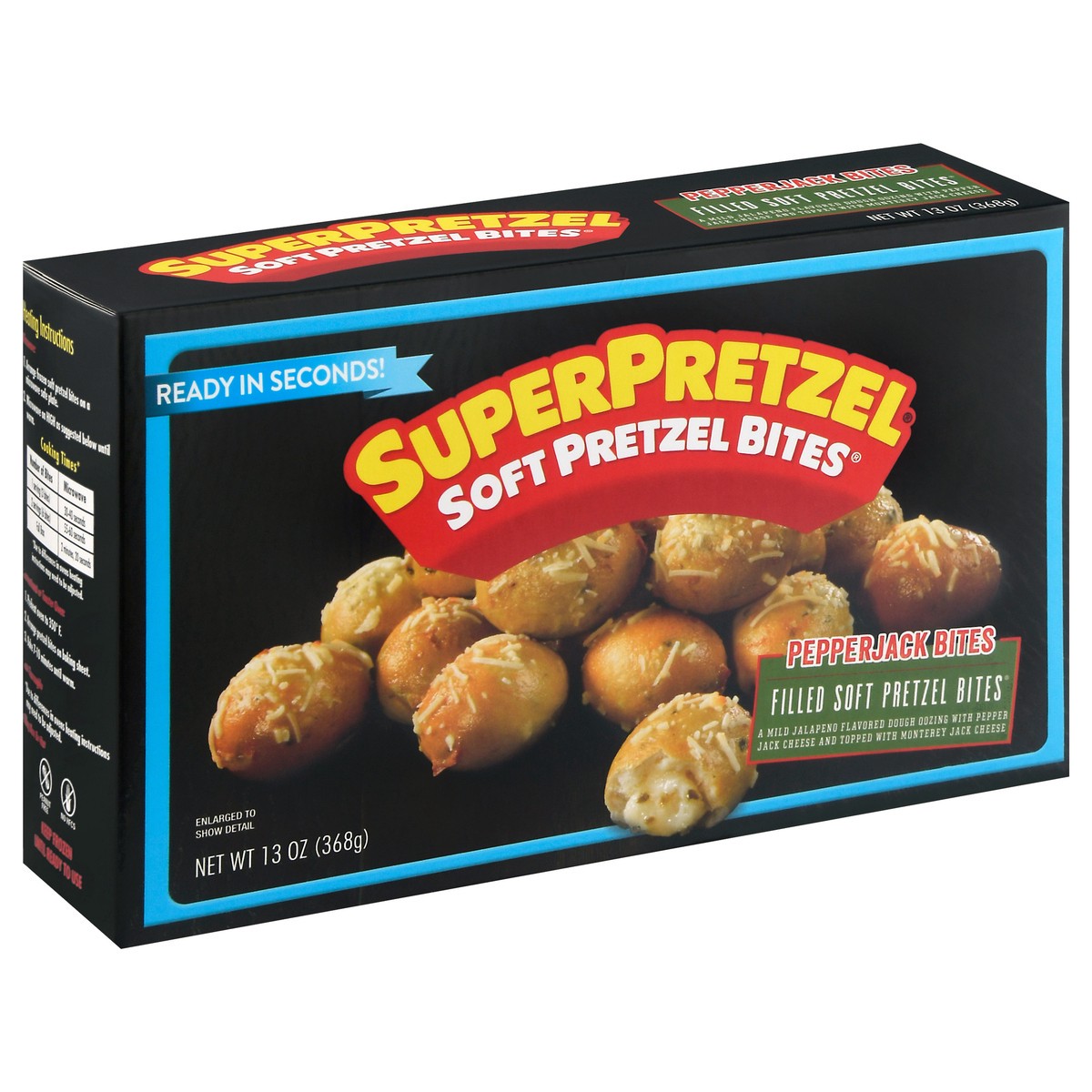 slide 1 of 11, SuperPretzel Soft Pretzel Bites, Pepperjack Bites, 13 oz