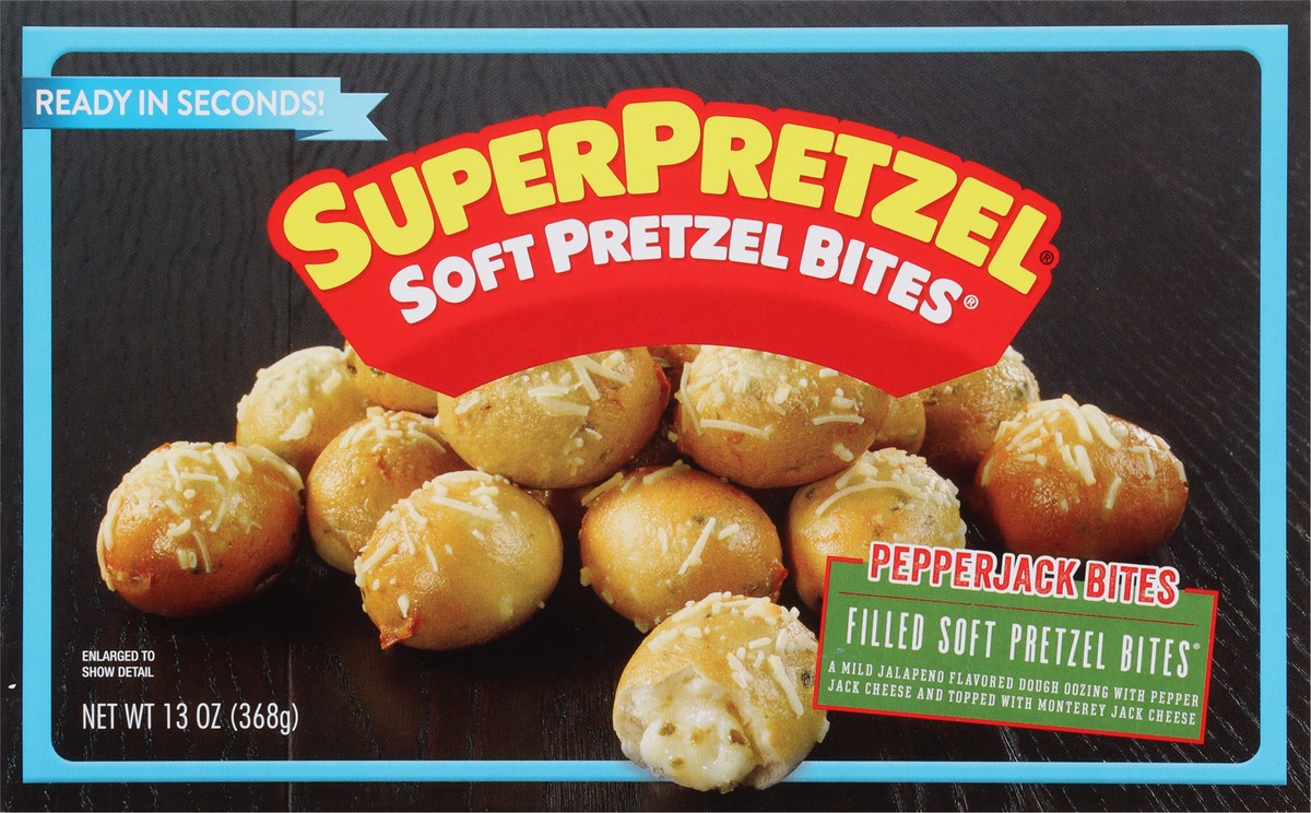 slide 8 of 11, SuperPretzel Soft Pretzel Bites, Pepperjack Bites, 13 oz