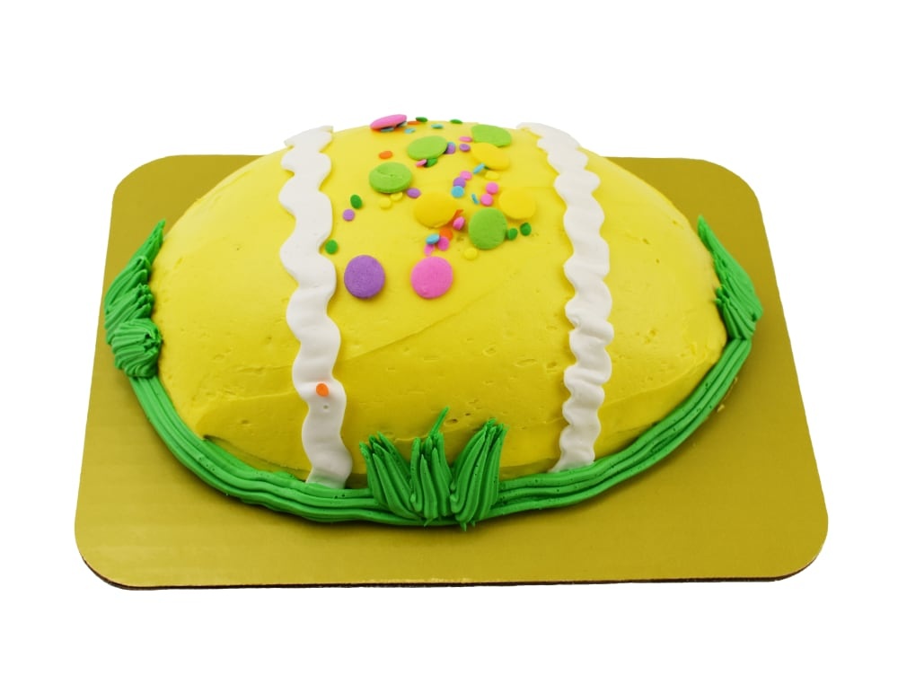 slide 1 of 1, Empire Foods Easter Egg Shaped Yellow Buttercream Cake, 20 oz