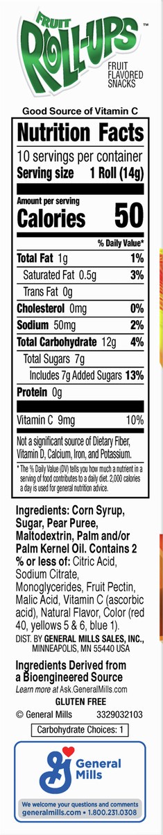 slide 5 of 9, Betty Crocker Fruit Roll-Ups Tropical Tie-Dye Fruit Flavored Snacks, 0.5 Oz, 10 Count, 10 ct