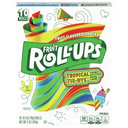 Betty Crocker Fruit Roll-Ups Tropical Tie-Dye Fruit Flavored Snacks, 0.5 Oz, 10 Count