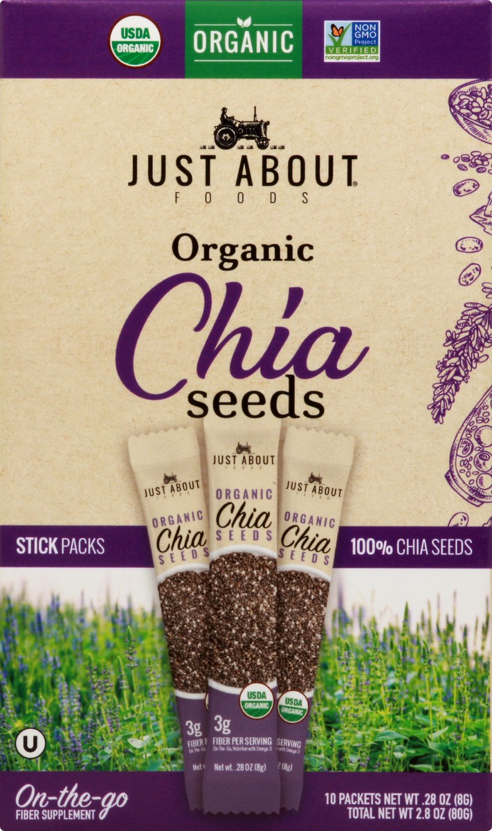 slide 1 of 10, Just About Foods Chia seeds 10 ea, 10 ct