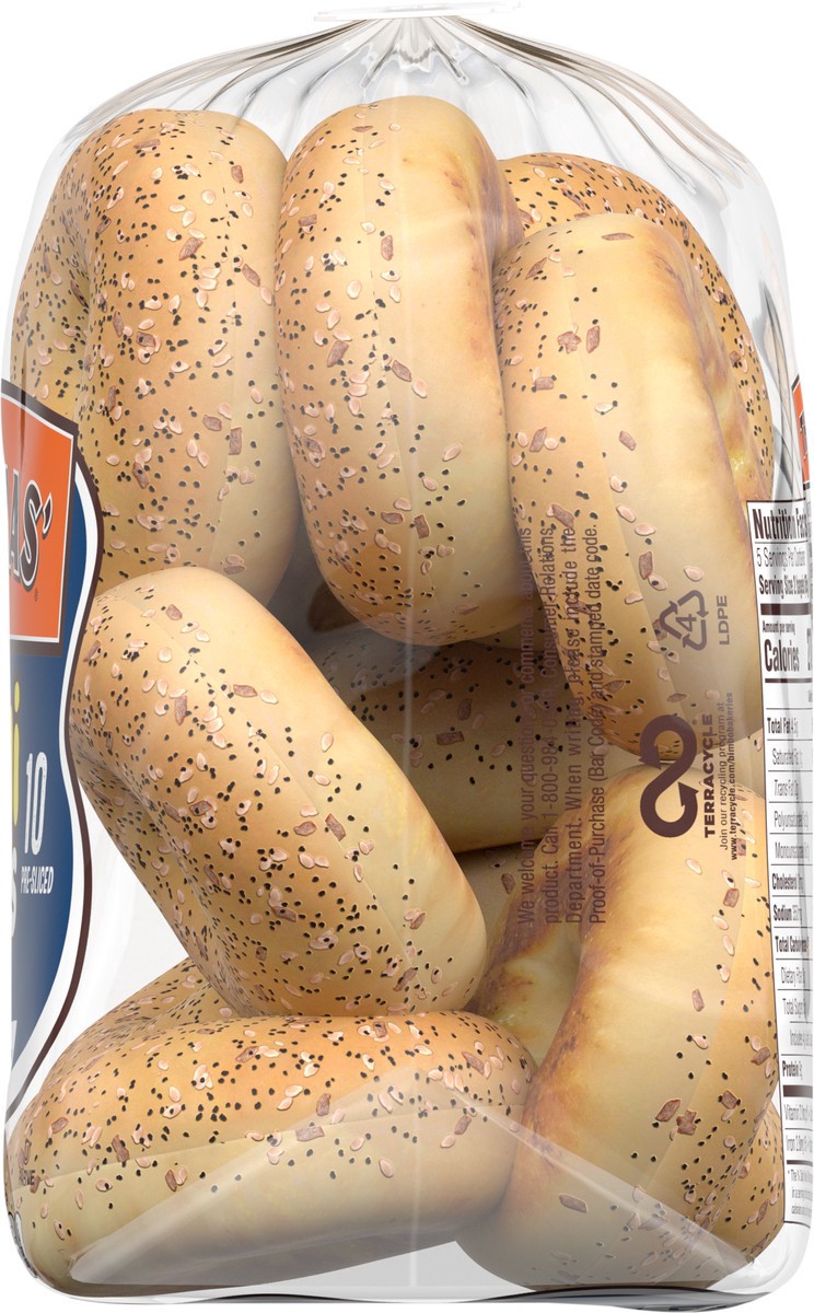 slide 7 of 7, Thomas' Everything Pre-sliced Mini Bagels, 10 count, 15 oz, 10 ct