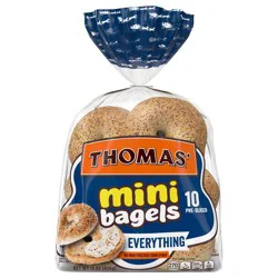 Thomas' Everything Mini Bagels, 10 count, Kosher Mini Bagels, 15 oz Bag