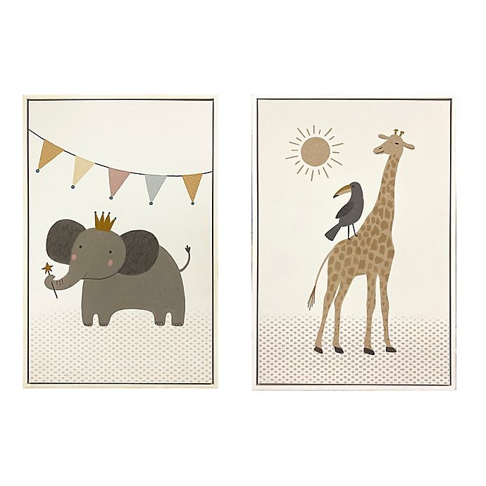 slide 1 of 5, Marmalade Elephant & Giraffe Framed Canvas Art, 2 ct