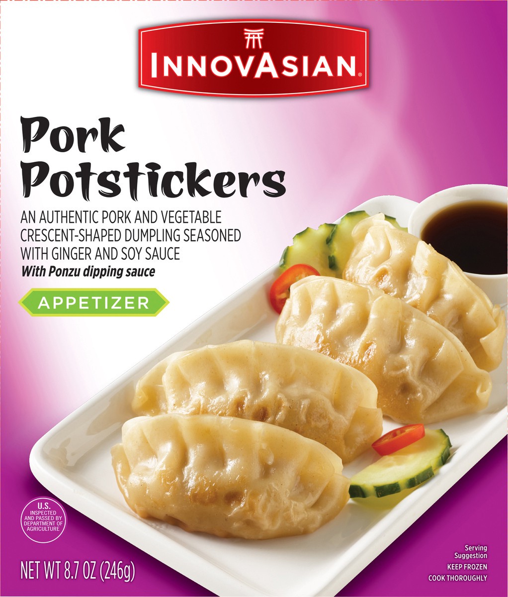 slide 5 of 15, InnovAsian Pork Potstickers with Ponzu Sauce, 8.7 oz (Frozen), 8.7 oz