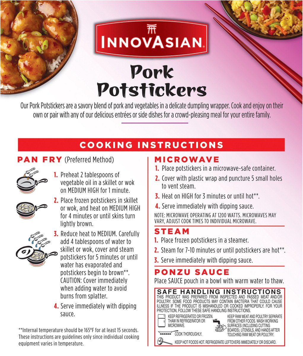 slide 8 of 15, InnovAsian Pork Potstickers with Ponzu Sauce, 8.7 oz (Frozen), 8.7 oz