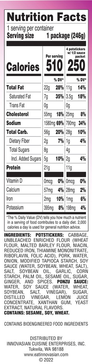 slide 2 of 15, InnovAsian Pork Potstickers with Ponzu Sauce, 8.7 oz (Frozen), 8.7 oz