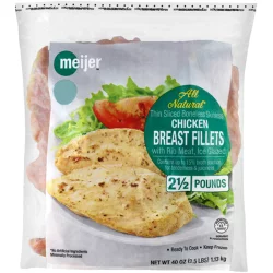 Meijer Frozen All Natural Thin Sliced Boneless, Skinless Chicken Breast Fillets with Rib Meat, Iced Glazed