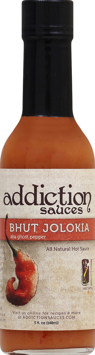 slide 2 of 2, Addiction Sauces Hot Sauce Bhut Jolokia, 5 oz