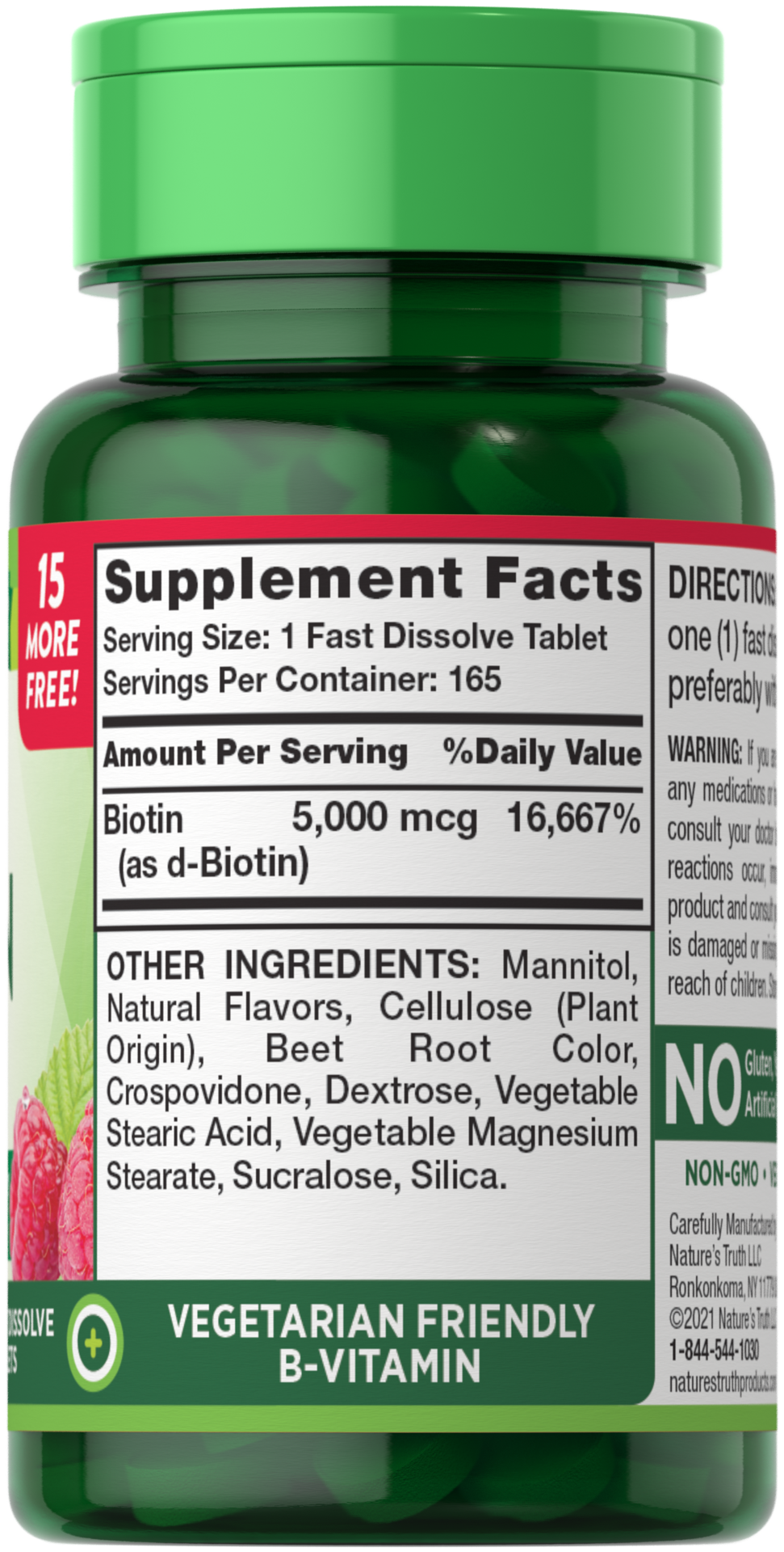 slide 4 of 4, Nature's Truth Ultra Biotin 5,000 mcg, 165 ct; 5000 mcg