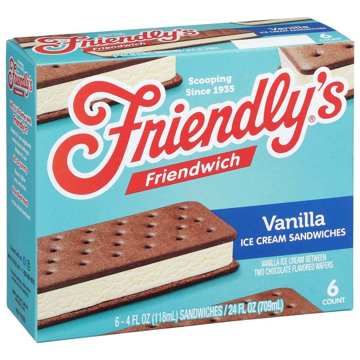 slide 2 of 9, Friendly's Friendwich - Vanilla, 6 ct