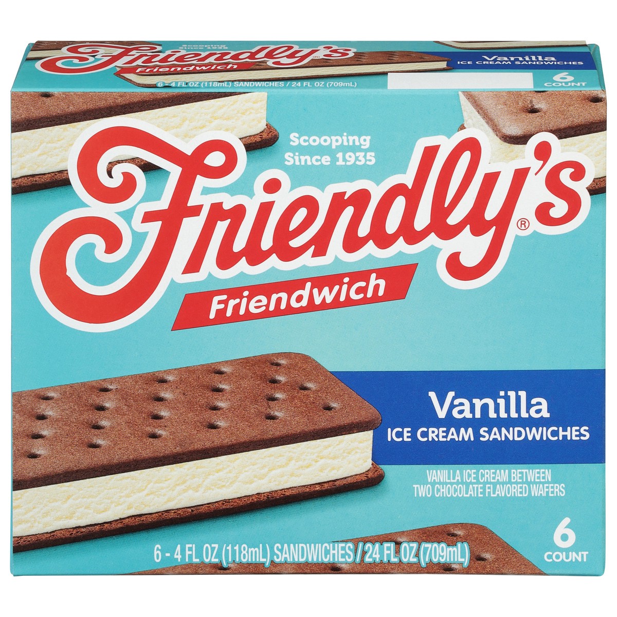 slide 1 of 9, Friendly's Friendwich - Vanilla, 6 ct