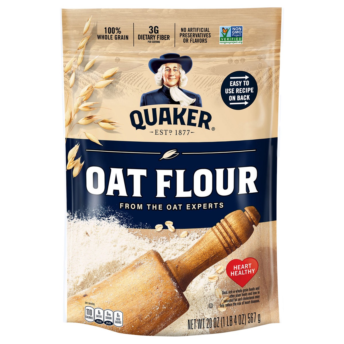 slide 1 of 4, Quaker Oat Flour, 20 oz