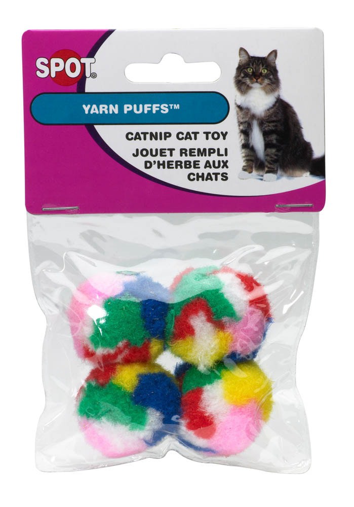 slide 1 of 4, SPOT Kitty Yarn Puffs, 4 ct