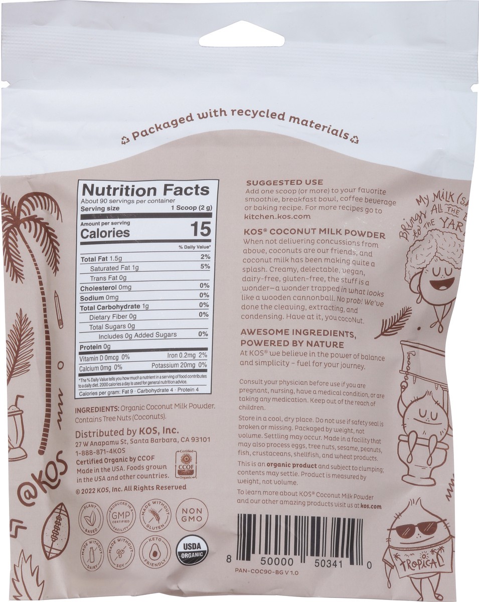 slide 10 of 13, KOS Organic Coconut Milk Powder 6.3 oz, 6.3 oz