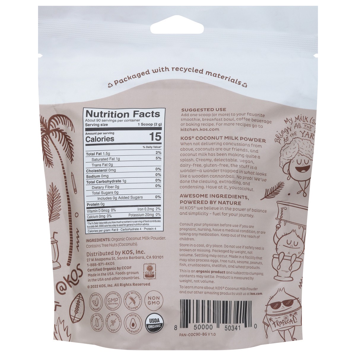 slide 6 of 13, KOS Organic Coconut Milk Powder 6.3 oz, 6.3 oz