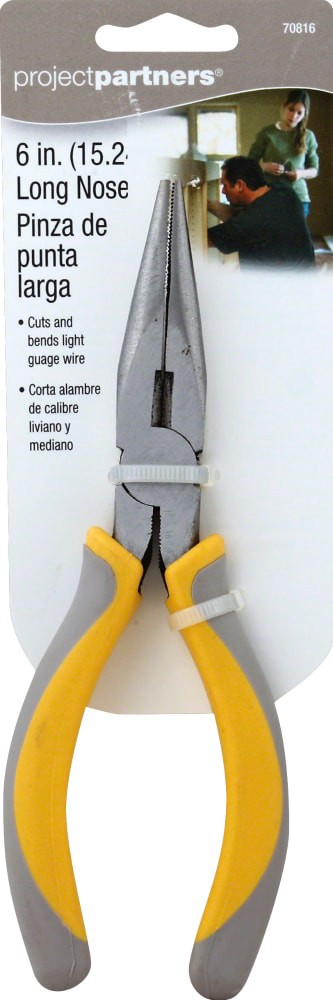 slide 1 of 1, Project Partners 6 In. Long Nose Pliers, 6 in