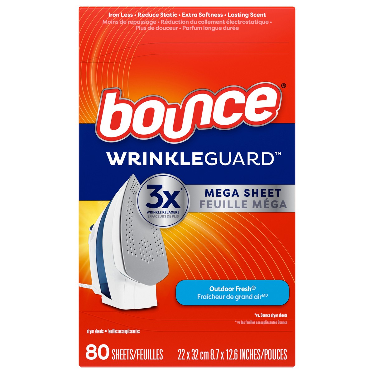 slide 1 of 2, Bounce Lasting Fresh Mega Dryer Sheets, 80 ct, Outdoor Fresh & Clean Fabric Softener Sheets for Long Lasting Freshness, 80 ct