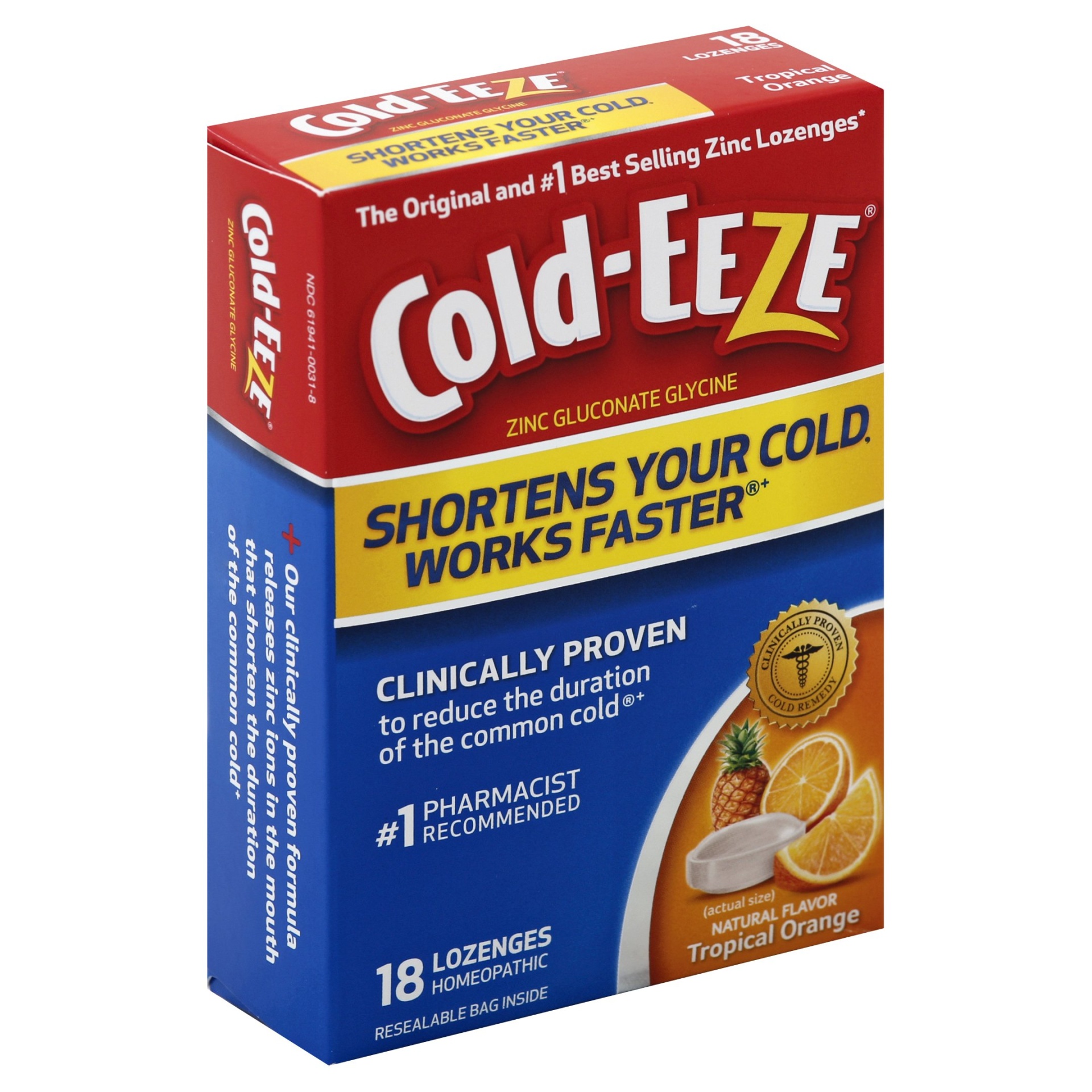 slide 1 of 1, Cold-EEZE Tropical Fruit Lozenges, 18 ct