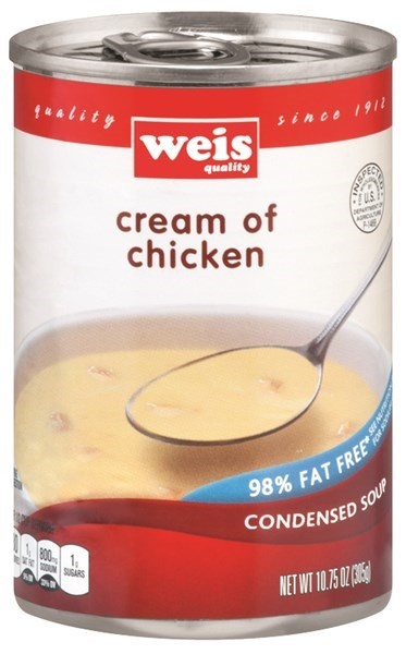 slide 1 of 1, Weis Quality Cream Of Chicken 98% Fat Free Condensed Soup, 10.75 oz