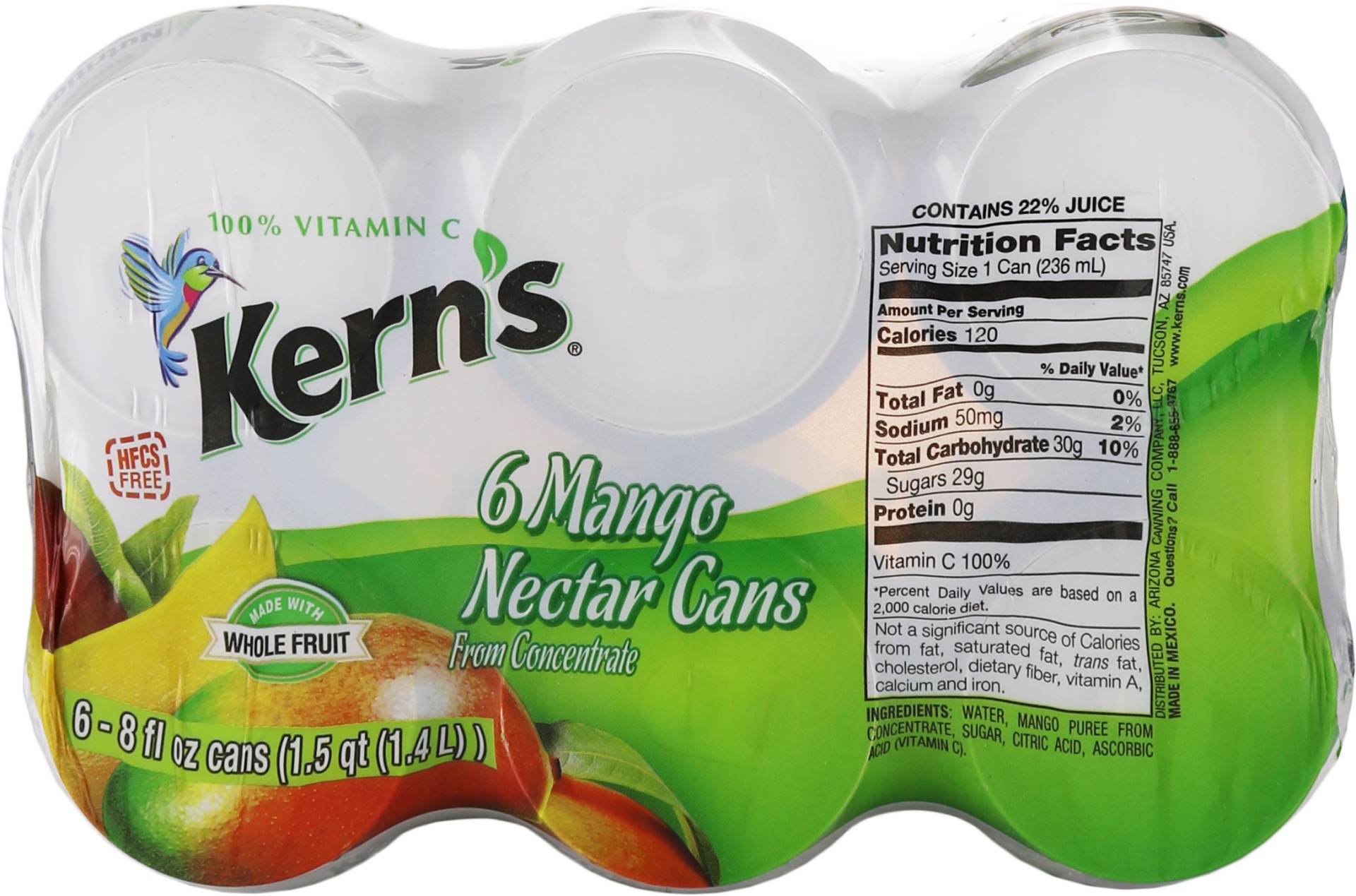 slide 1 of 1, Kern's Mango Mini Cans - 6 ct; 8 fl oz, 6 ct; 8 fl oz