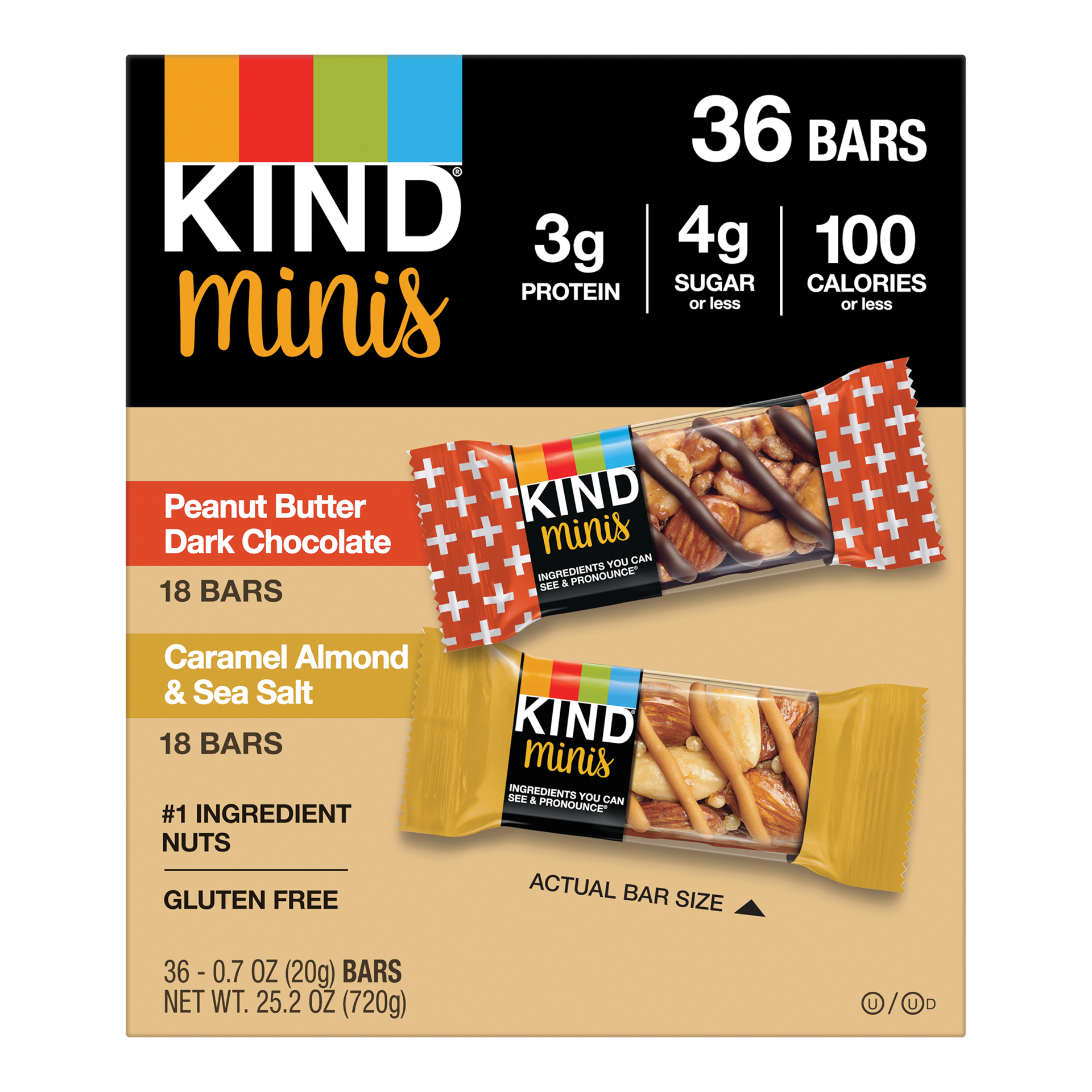 slide 1 of 1, KIND Peanut Butter Dark Chocolate & Caramel Almond Sea Salt Minis, 36 ct; 0.7 oz
