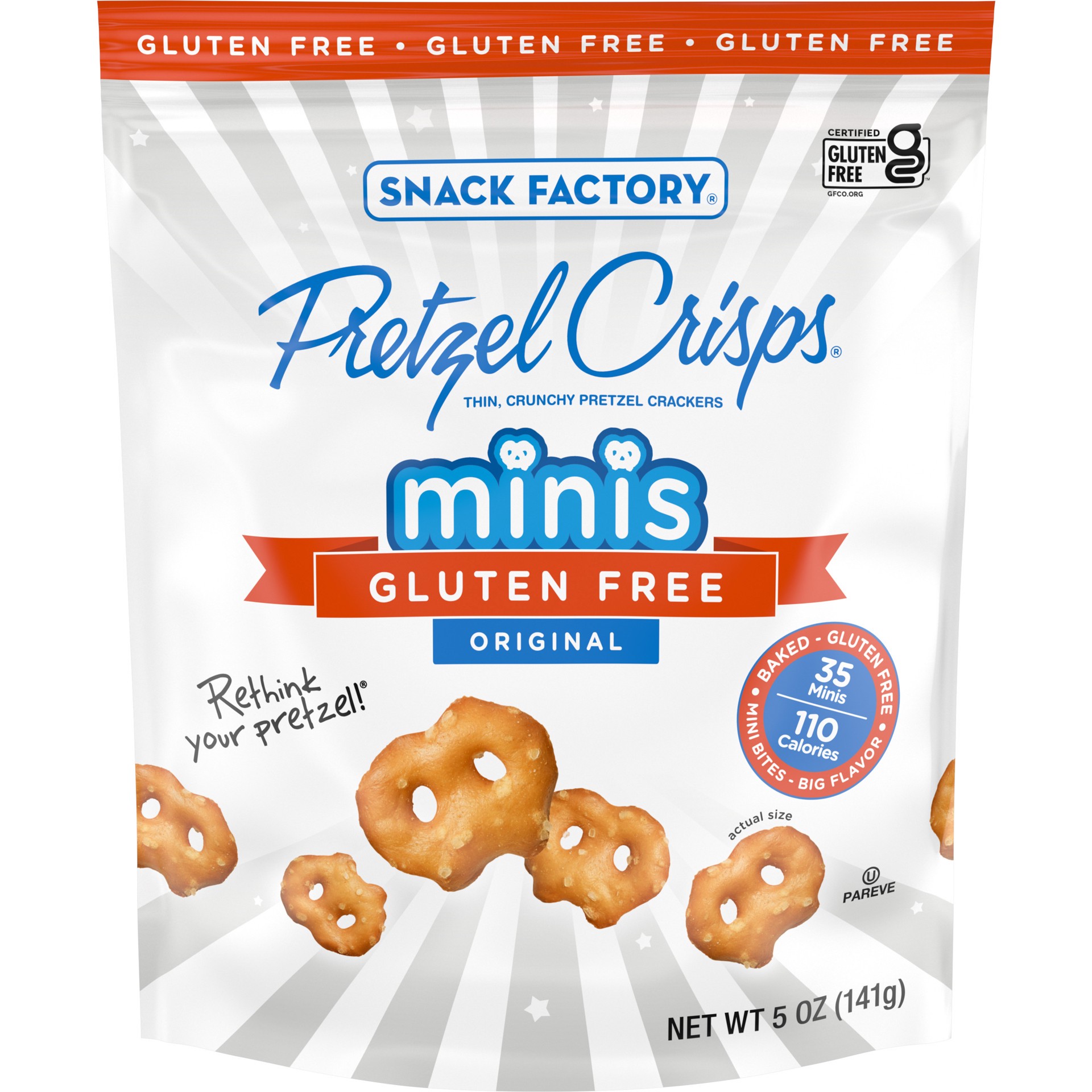 slide 1 of 5, Snack Factory Gluten Free Minis Pretzel Crisps, 5 oz