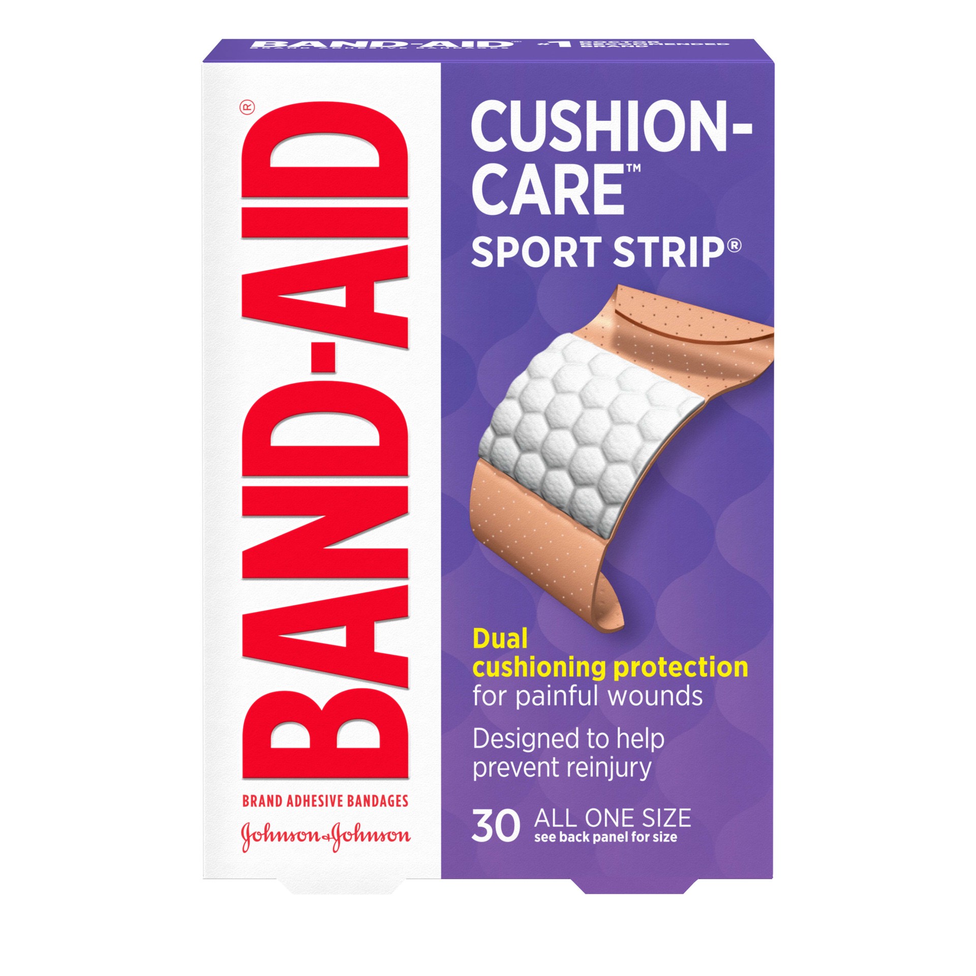 slide 1 of 9, BAND-AID Sterile Cushion Care Flexible Sport Strip Water Resistant Adhesive Bandages, Active First Aid & Wound Care for Minor Cuts, Scrapes & Burns, Extra-Wide Comfort Pad, 30 ct, 30 ct