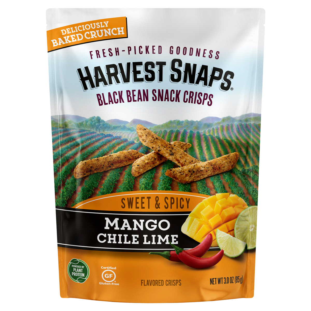 slide 1 of 2, Harvest Snaps Mango Chile Lime Black Bean Crisps, 3.3 oz