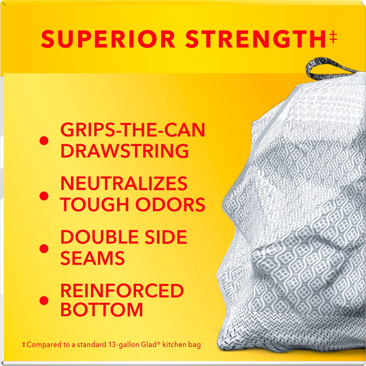 slide 3 of 7, Glad ForceFlex Plus 13 Gallon Drawstring Tall Gain Original Scent Kitchen Bags 34 ea, 34 ct