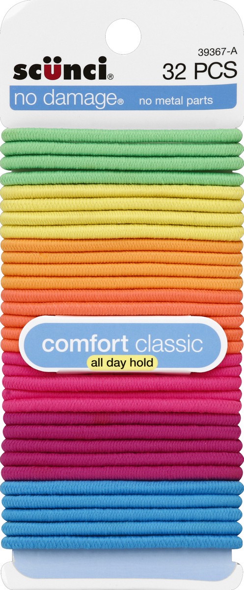 slide 2 of 2, scünci Scunci No Damage Comfort Classic All Day Hold Elastics - Multi-Colored, 32 ct