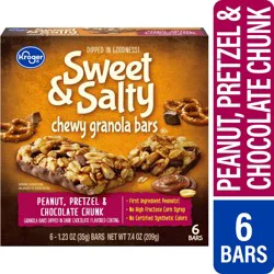 Kroger Sweet & Salty Peanut Chocolate Chunk Pretzel Bars 6 Count