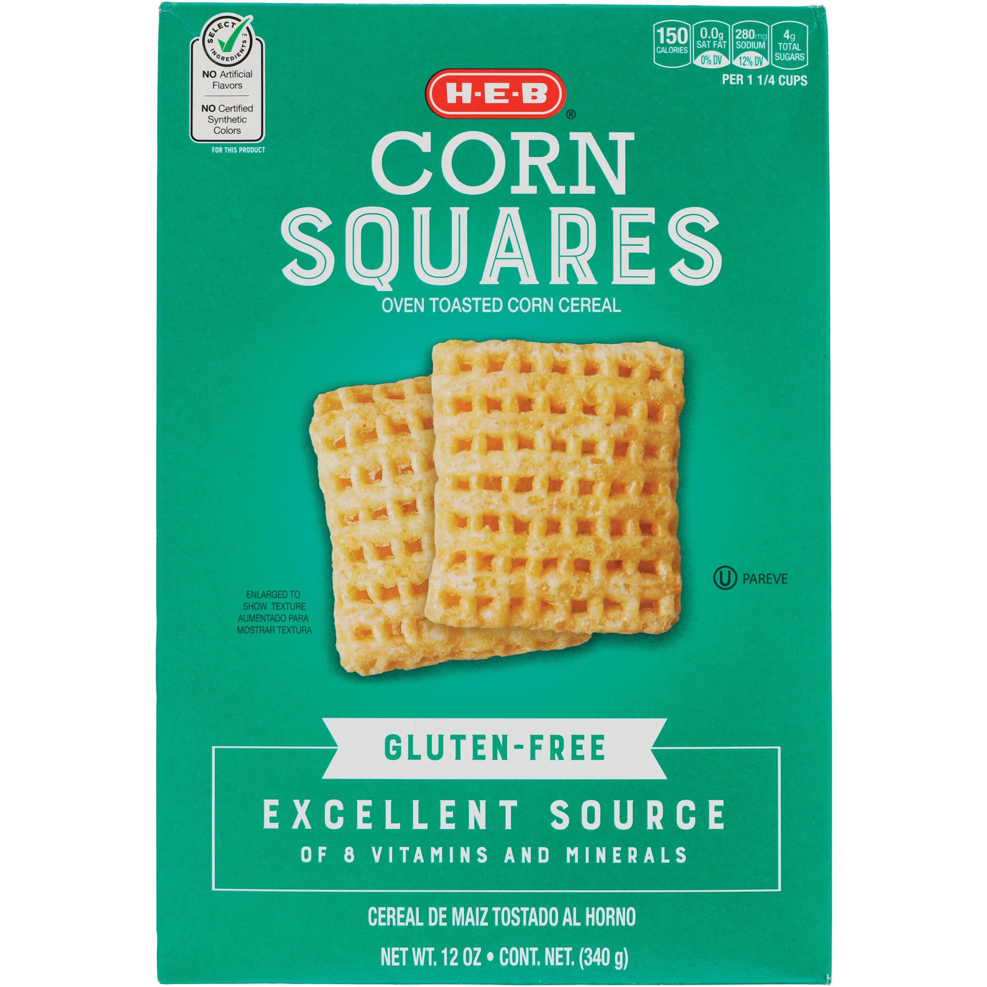 slide 1 of 1, H-E-B Corn Squares Cereal, 12 oz