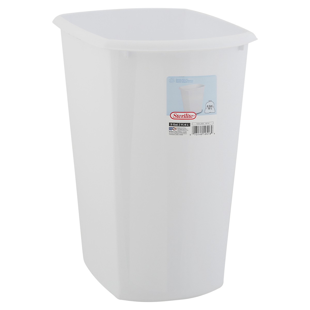slide 6 of 9, Sterilite Wastebasket - White, 1 ct