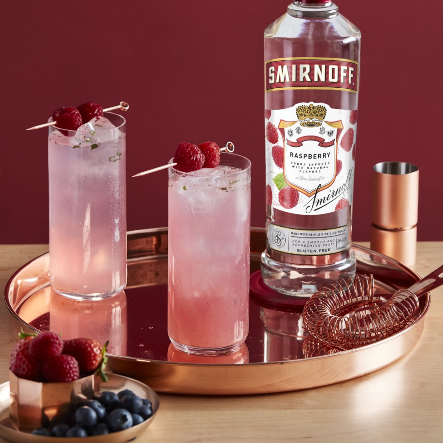 slide 2 of 6, Smirnoff Raspberry (Vodka Infused With Natural Flavors), 750 mL Glass Bottle, 750 ml