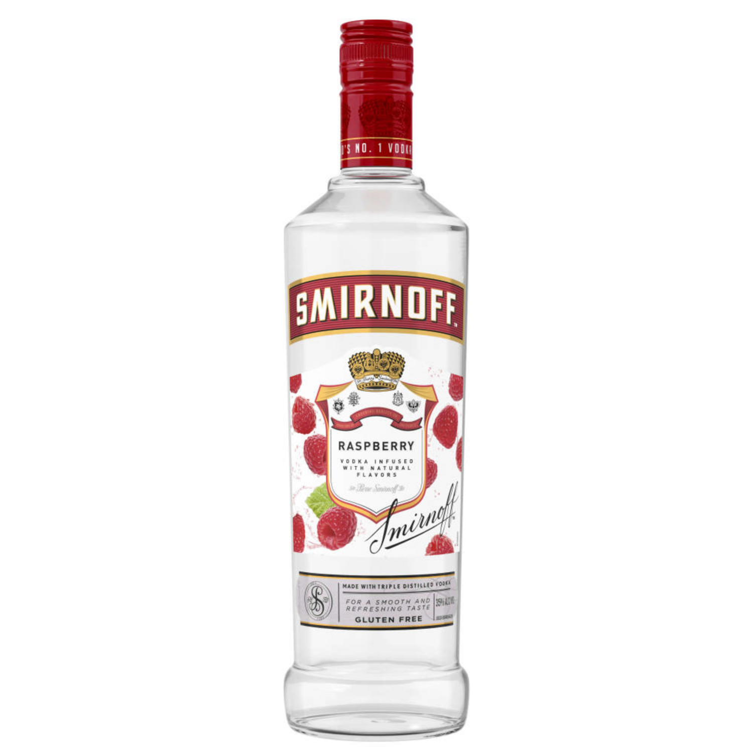 slide 5 of 6, Smirnoff Raspberry (Vodka Infused With Natural Flavors), 750 mL Glass Bottle, 750 ml