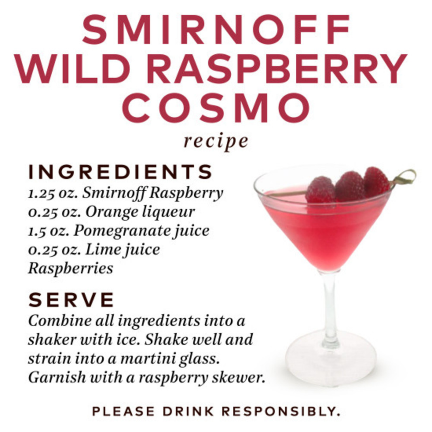 slide 6 of 6, Smirnoff Raspberry (Vodka Infused With Natural Flavors), 750 mL Glass Bottle, 750 ml