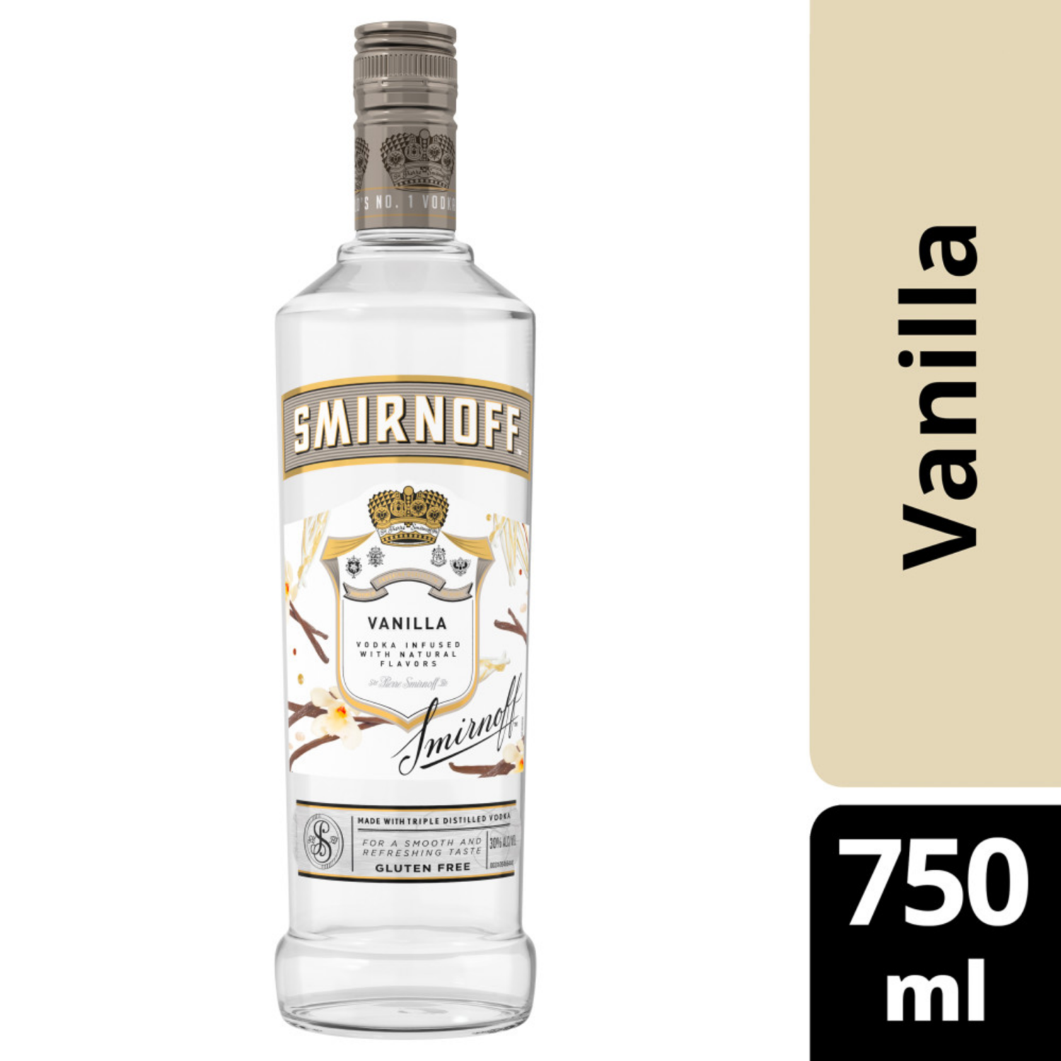 slide 1 of 6, Smirnoff Vanilla (Vodka Infused With Natural Flavors), 750 mL Glass Bottle, 750 ml