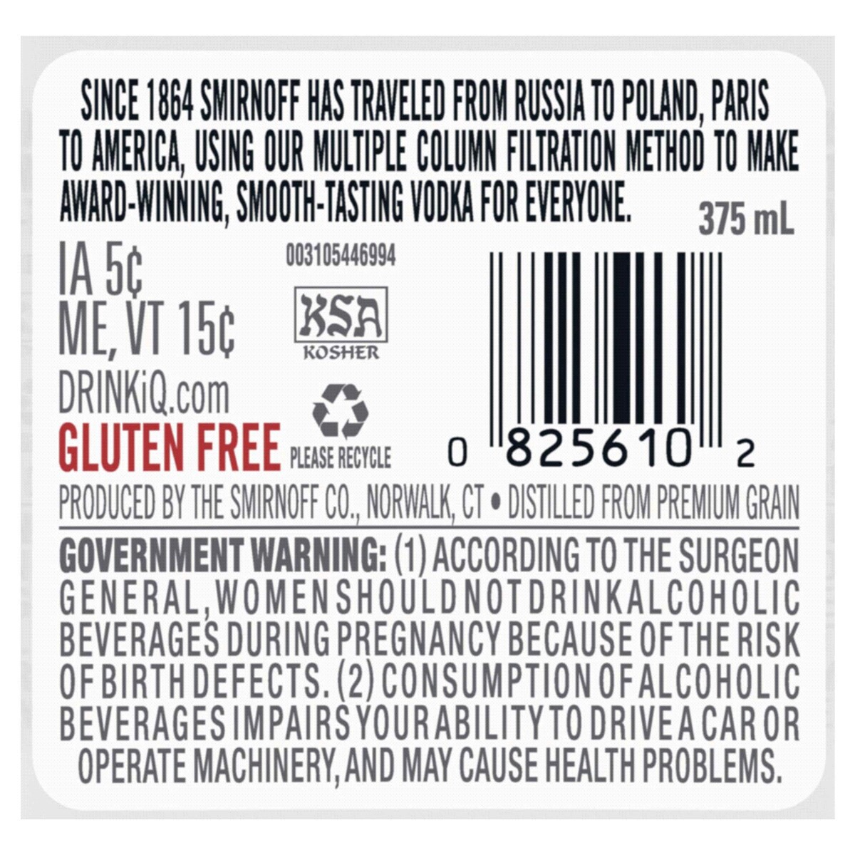 slide 2 of 2, Smirnoff No. 21 80 Proof Vodka, 375 mL PET Bottle, 375 ml