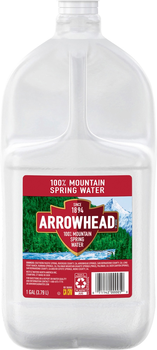 slide 6 of 7, ARROWHEAD Brand 100% Mountain Spring Water, 1-gallon plastic jug, 