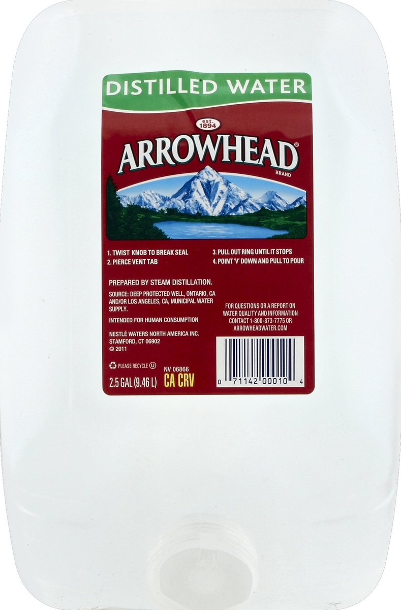 slide 3 of 4, ARROWHEAD Brand Distilled Water, 2.5-gallon plastic jug, 2.50 g