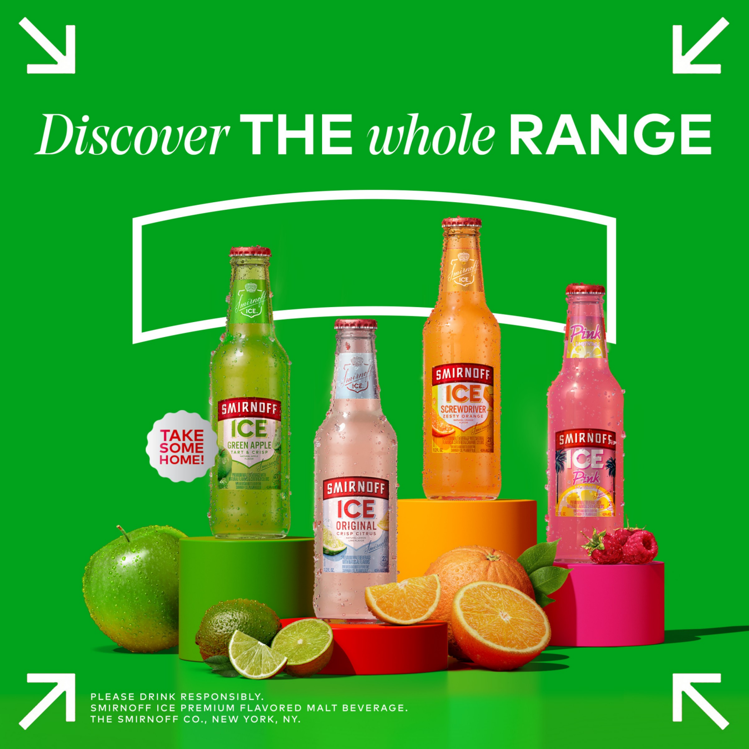 slide 2 of 8, Smirnoff Ice Green Apple Malt Beverage 6 - 11.2 fl oz Bottles, 6 ct