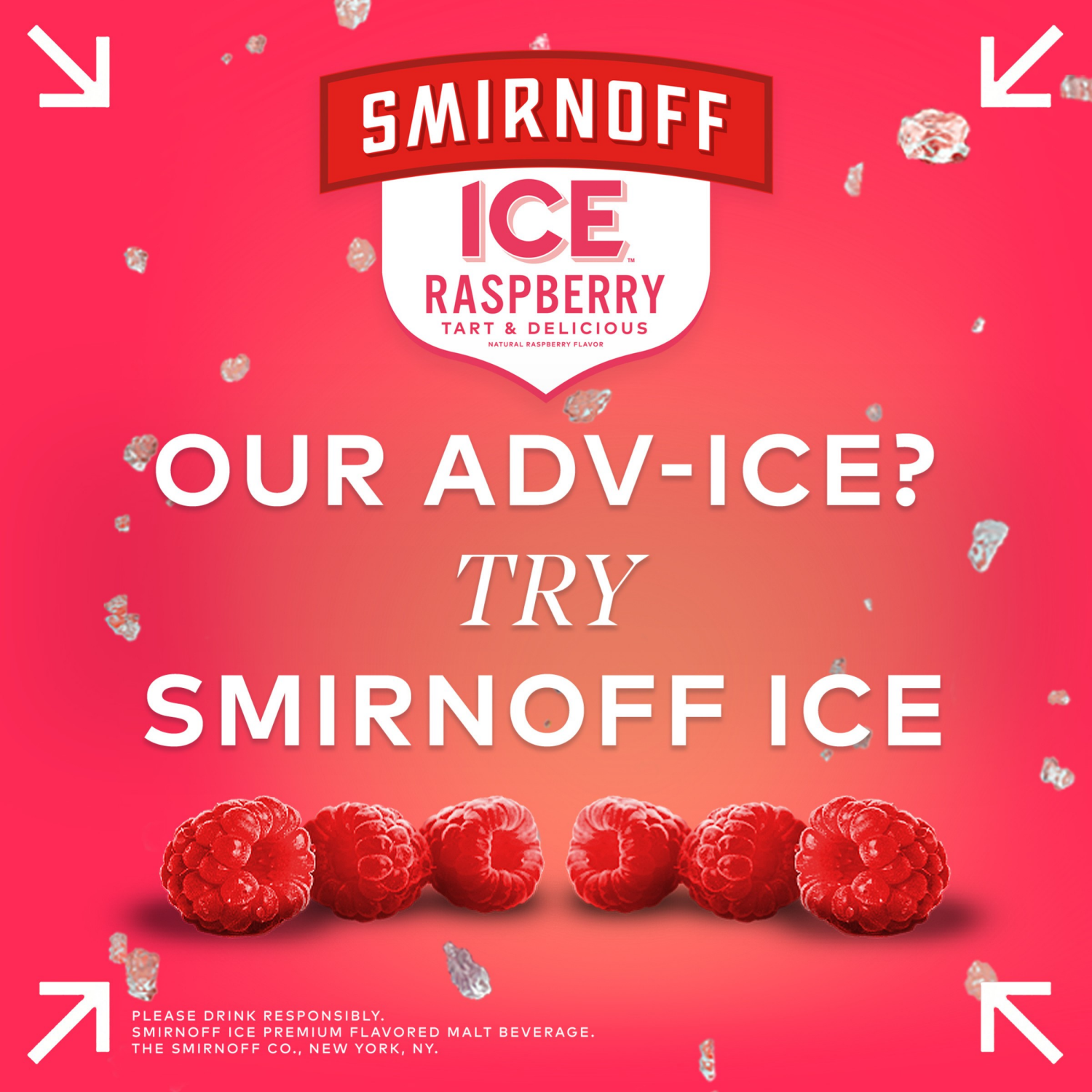 slide 2 of 8, Smirnoff Ice Raspberry Malt Beverage 6 ea, 6 ct; 11 oz