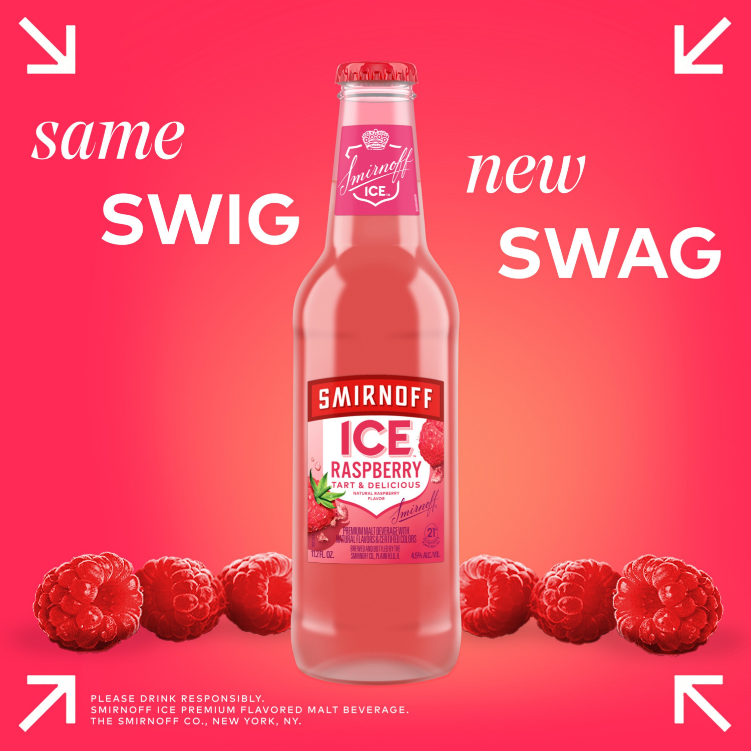 slide 5 of 8, Smirnoff Ice Raspberry Malt Beverage 6 ea, 6 ct; 11 oz
