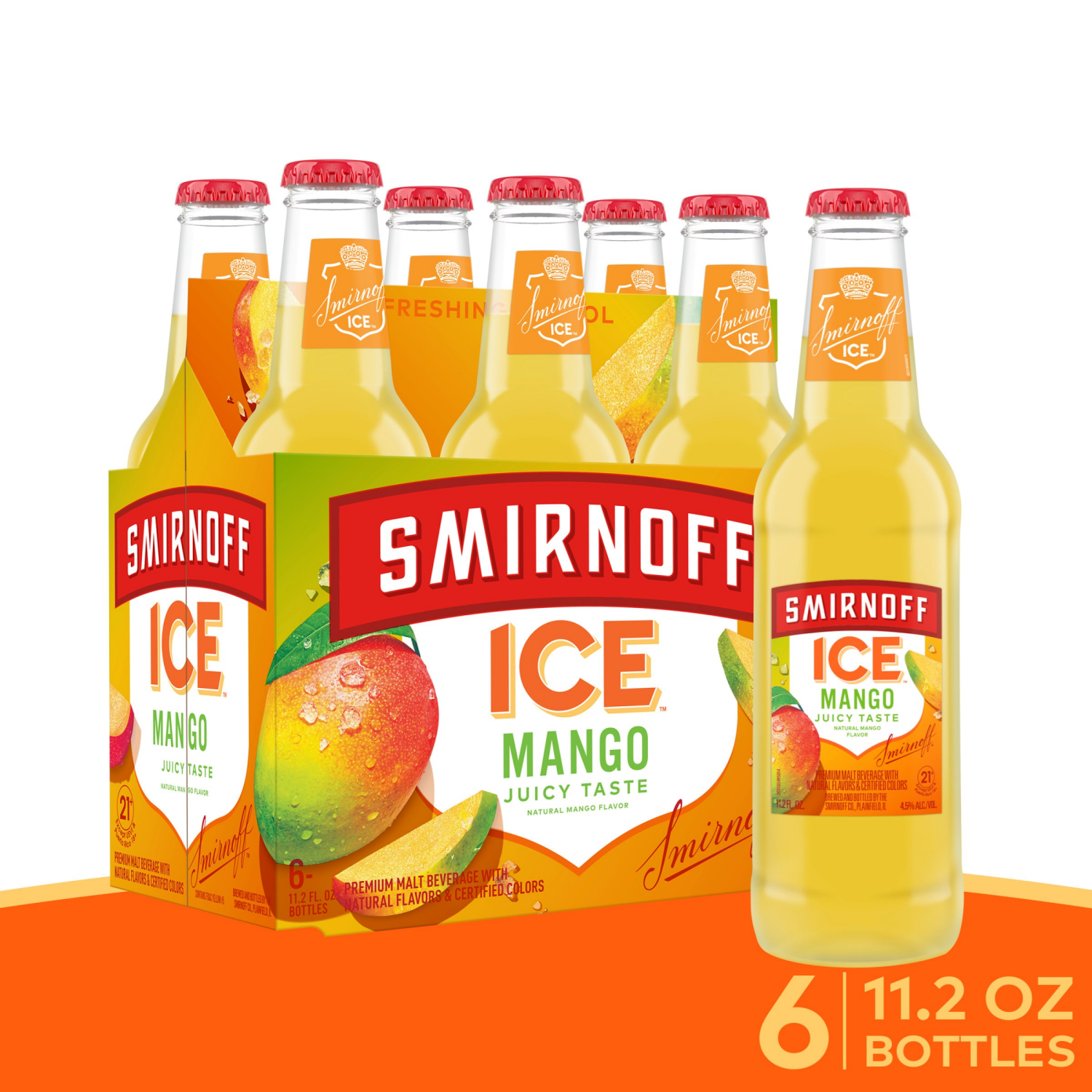 slide 1 of 8, Smirnoff Ice Mango Malt Beverage 6 ea, 6 ct