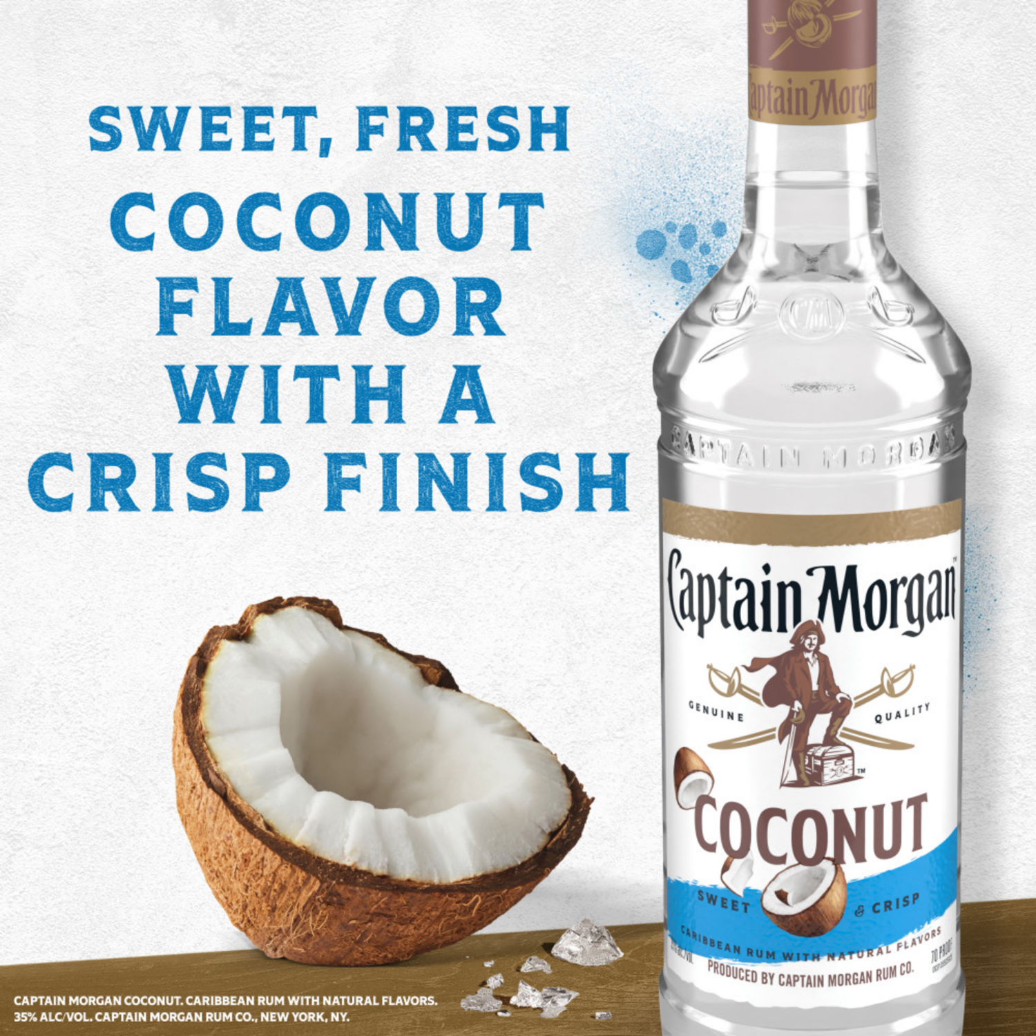 slide 2 of 4, Captain Morgan Coconut (Caribbean Rum with Natural Flavors), 1 L, 1 liter