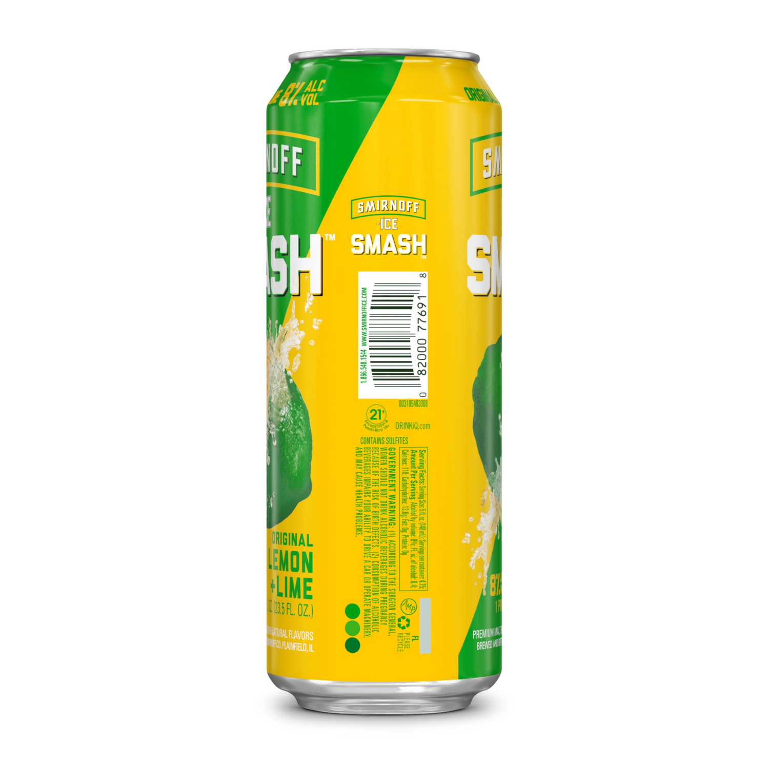 slide 5 of 5, Smirnoff Ice Smash Original Lemon + Lime Malt Beverage 23.5 oz, 23 oz
