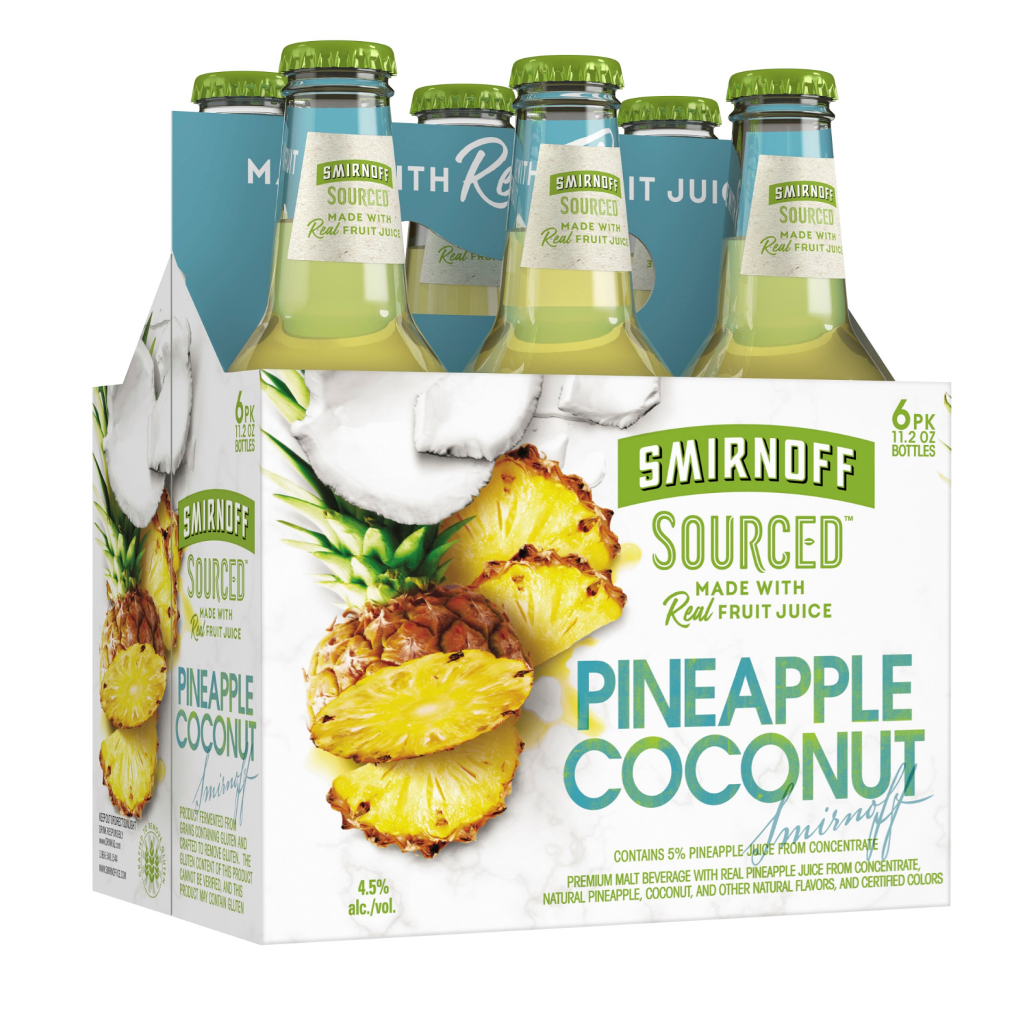 slide 4 of 6, Smirnoff Sourced Pineapple Coconut Beer 6 ea, 6 ct